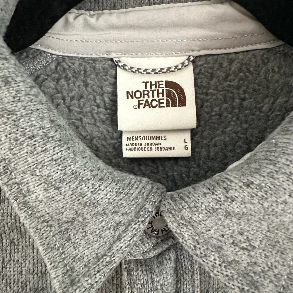 The North Face Men's Fleece Button‎ Up Shirt Jacket Grey Size L